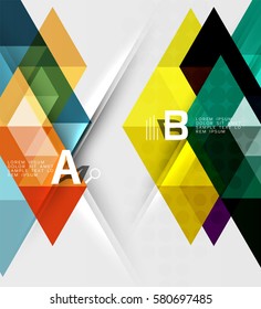 Triangle geometric infographic banner. Vector template background for workflow layout, diagram, number options or web design