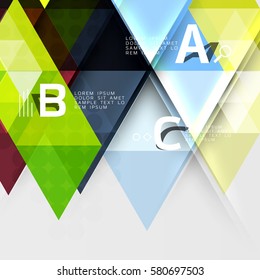 Triangle geometric infographic banner. Vector template background for workflow layout, diagram, number options or web design