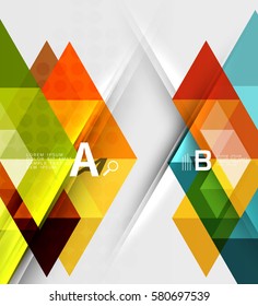 Banner de infografía geométrica de triángulo. Fondo de plantilla de vector para diseño de flujo de trabajo, diagrama, opciones de número o diseño web