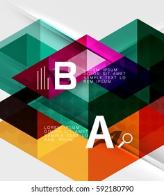 Banner de infografía geométrica de triángulo. Fondo de plantilla de vector para diseño de flujo de trabajo, diagrama, opciones de número o diseño web