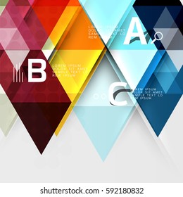Triangle geometric infographic banner. Vector template background for workflow layout, diagram, number options or web design