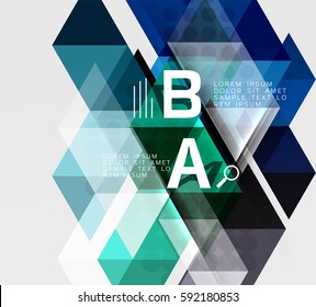 Dreieck geometrisches Infografikbanner. Vektorvorlagenhintergrund für das Workflowlayout, -diagramm, -nummeroptionen oder Webdesign