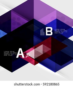 Banner de infografía geométrica de triángulo. Fondo de plantilla de vector para diseño de flujo de trabajo, diagrama, opciones de número o diseño web
