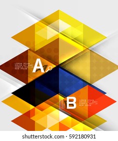 Triangle geometric infographic banner. Vector template background for workflow layout, diagram, number options or web design