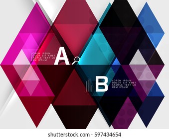 Banner de infografía geométrica de triángulo. Fondo de plantilla de vector para diseño de flujo de trabajo, diagrama, opciones de número o diseño web