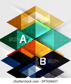 Triangle geometric infographic banner. Vector template background for workflow layout, diagram, number options or web design