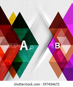 Banner de infografía geométrica de triángulo. Fondo de plantilla de vector para diseño de flujo de trabajo, diagrama, opciones de número o diseño web