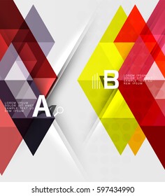 Dreieck geometrisches Infografikbanner. Vektorvorlagenhintergrund für das Workflowlayout, -diagramm, -nummeroptionen oder Webdesign