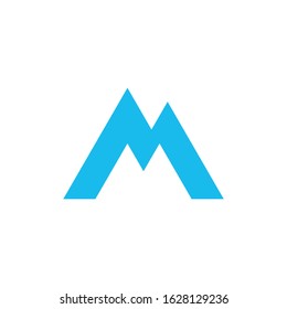 Triangle geometric letter M or AA, mountain adventure logo design. Stock Vector illustration isolated on white background.