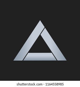 Triangle Geometric Logo Vector. Overlapping Silver Line Icon.