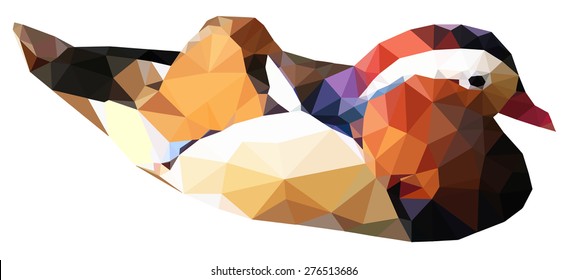 Triangle geometric mandarin duck bird animal isolated vector