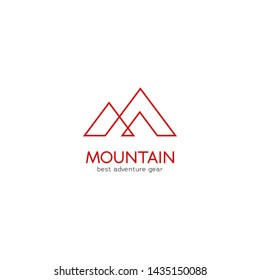Triangle geometric mountain adventure logo, simple line monoline style mountain logo