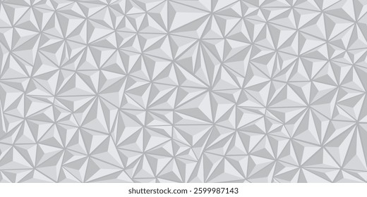 Triangle geometric pattern prism 3 dimensional in gray color background, vector illustration.
