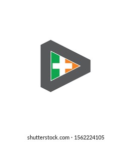 triangle geometric plus medical logo vector