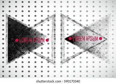 Triangle Geometric Retro Shape. Banners, Insignias,Logos,Icons,Labels and Badges. Transparent background. Vector Illustration.
