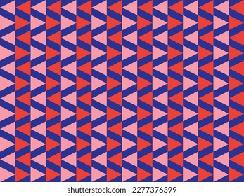 Triangle geometric seamless pattern design in red, pink, and blue background vector