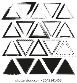 triangle geometric set. Outline solid mix. Modern arrow motifs. Vector abstract pattern.