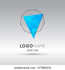 Triangle with geometric shape abstract vector logo for business.