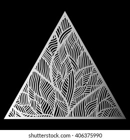 Triangle. The geometric shape. Style zentangle. Black background. Vector