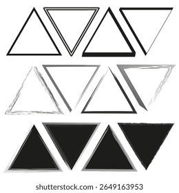 Formas geométricas de triângulo. Triangular branco preto. Formas de polígono vetorial. Design angular simples.