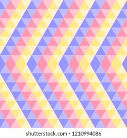 triangle geometric shapes. zigzag vector seamless pattern. simple blue, pink, yellow background. pastel colors. textile print. repetitive background. fabric swatch. wrapping paper. modern texture