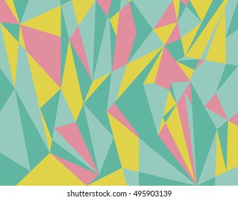 Triangle geometrical abstract background Vector. Repeating triangles of different size and colors. Diamond shapes Modern texture. Stylish fabric. Trendy sweet colors