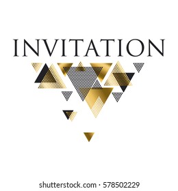triangle geometry abstract vector illustration for header, invitation, banner, card. concept gold luxury new retro style dynamic pattern composition for poster