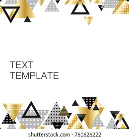 triangle geometry abstract vector illustration for header, invitation, banner, card. concept gold luxury new retro style dynamic pattern composition for poster