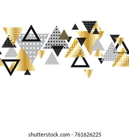 triangle geometry abstract vector illustration for header, invitation, banner, card. concept gold luxury new retro style dynamic pattern composition for poster