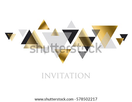 triangle geometry abstract vector illustration for header, invitation, banner, card. concept gold luxury new retro style dynamic pattern composition for poster