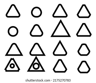 triangle geometry round corner hand drawn line art outline silhouette