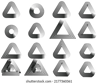 triangle geometry round corner hand drawn line art outline silhouette