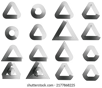 triangle geometry round corner hand drawn line art outline silhouette