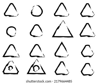 triangle geometry round corner hand drawn line art outline silhouette