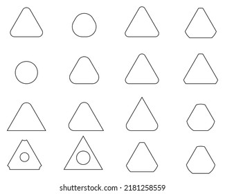 triangle geometry round corner hand drawn line art outline silhouette