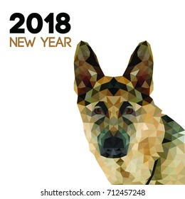 Triangle German Shepherd dog. Polygon new year dog symbol