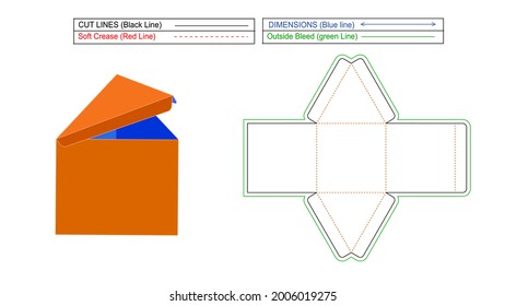 Triangle Gift Box And Triangle Food Box, Triangle Courrugated Box And Dieline Template With 3d Vector, Resizable And Editable