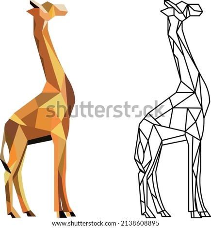 triangle giraffe. Low poly giraffe. Illustration in a flat style.