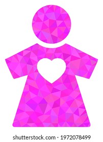 Triangle girlfriend polygonal icon illustration. Girlfriend lowpoly icon is filled with triangles. Flat filled abstract mesh image based on girlfriend icon.