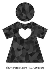 Triangle girlfriend polygonal symbol illustration. Girlfriend lowpoly icon is filled with triangles. Flat filled abstract mesh symbol based on girlfriend icon.