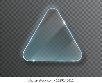Triangle Glass  plate isolated on transparent background. Glass plate mock up. Glass framework.  Photo realistic vector illustration