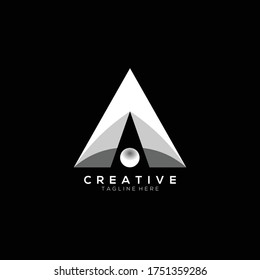 triangle and globe logo gradient white color design template