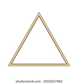 Triangle gold frame. Isolated luxury triangle golden border. Gold triangle frame mockup design element. Vector illustration.