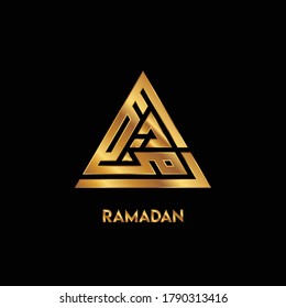 TRIANGLE GOLD KUFIC CALLIGRAPHY OF RAMADAN