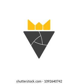 triangle with golden crown design logo vector