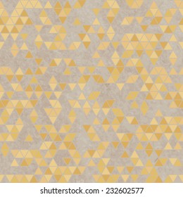 Triangle golden paper grunge vector seamless pattern on realistic texture