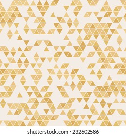 Triangle golden paper grunge vector seamless pattern on realistic texture