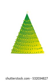 Triangle gradient christmas tree, vector illustration. Postcard. Christmas card.