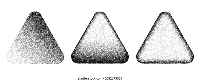 Triangle grain pattern background. Black noise stipple dots frames. Sand grain effect. Dots grunge banner. Abstract noise pyramid pattern. Stipple circles dotwork texture. Dotted frame vector
