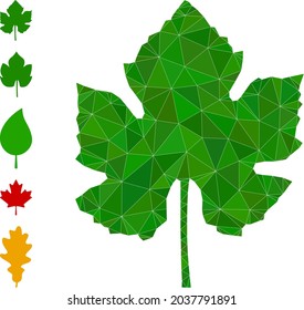Triangle grape leaf polygonal symbol illustration, and similar icons. Grape Leaf is filled with triangles. Lowpoly grape leaf combined of chaotic filled triangles.